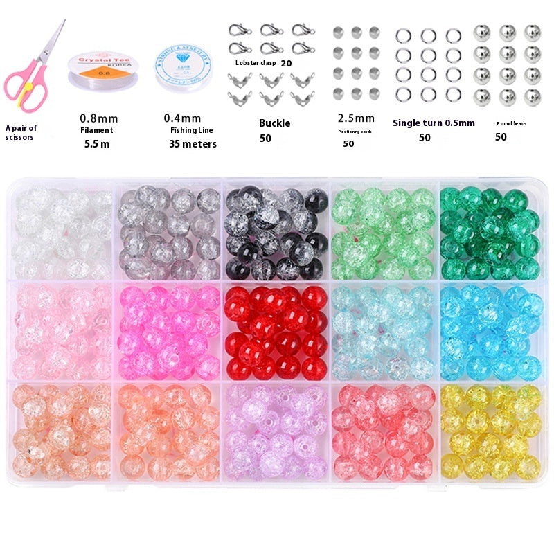 Glass Jelly Double Crystal Round Beads Material Package Handmade Diy Bracelet Accessories Set Box String Beads Materials