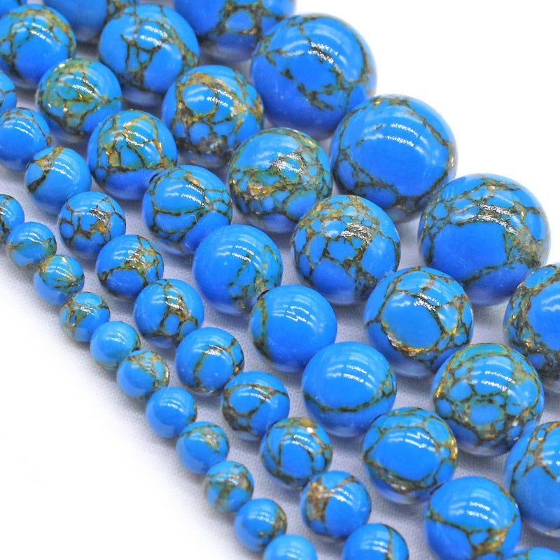 Gold Silk Dark Blue Turquoise Diy String Beads