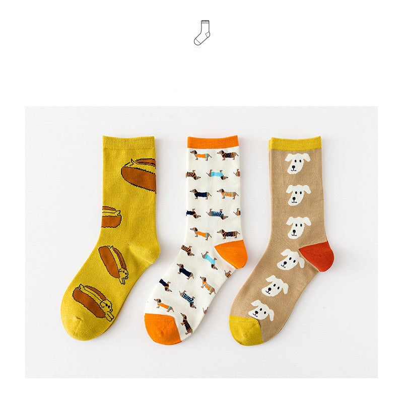 Minimalist Printed Cute Women's Mid Length Socks