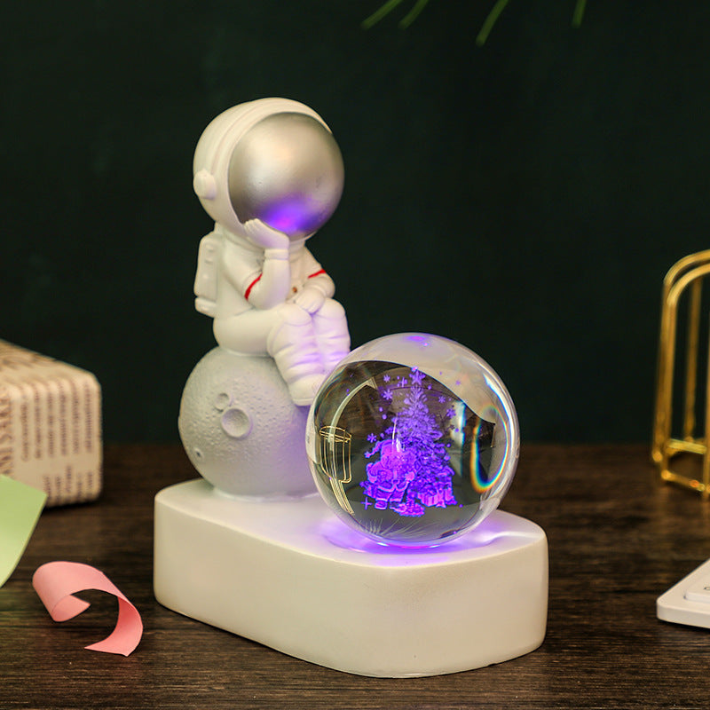 Creative Resin Astronaut Crystal Ball Glowing Night Light