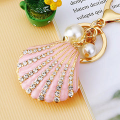 Rhinestone Pearl Shell Car Key Ring