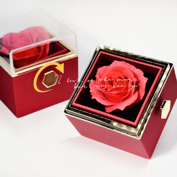 Rotating Soap Flower Rose Gift Box Creative Rotating Rose Jewelry Packaging Box Valentine's Day Gift For Women - Fashionner