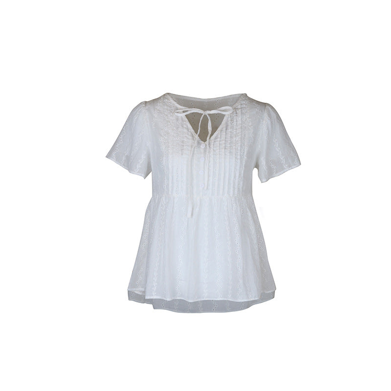 Summer New Women's V-neck Stitching Shirt