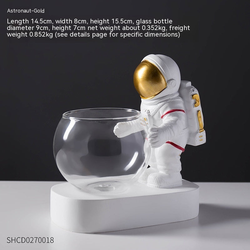 1 Astronaut Decoration Diver Hydroponic Glass Flowerpot Table Decoration