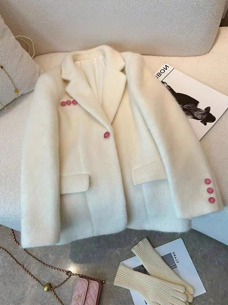 Gentle Sweet Polyester Mohair Blazer