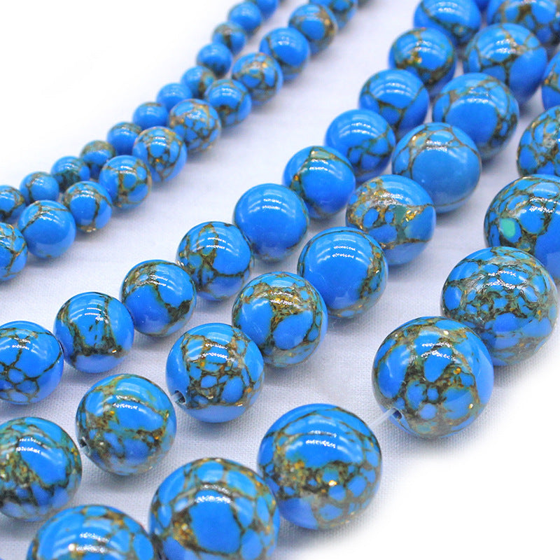 Gold Silk Dark Blue Turquoise Diy String Beads