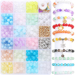 Glass Jelly Double Crystal Round Beads Material Package Handmade Diy Bracelet Accessories Set Box String Beads Materials