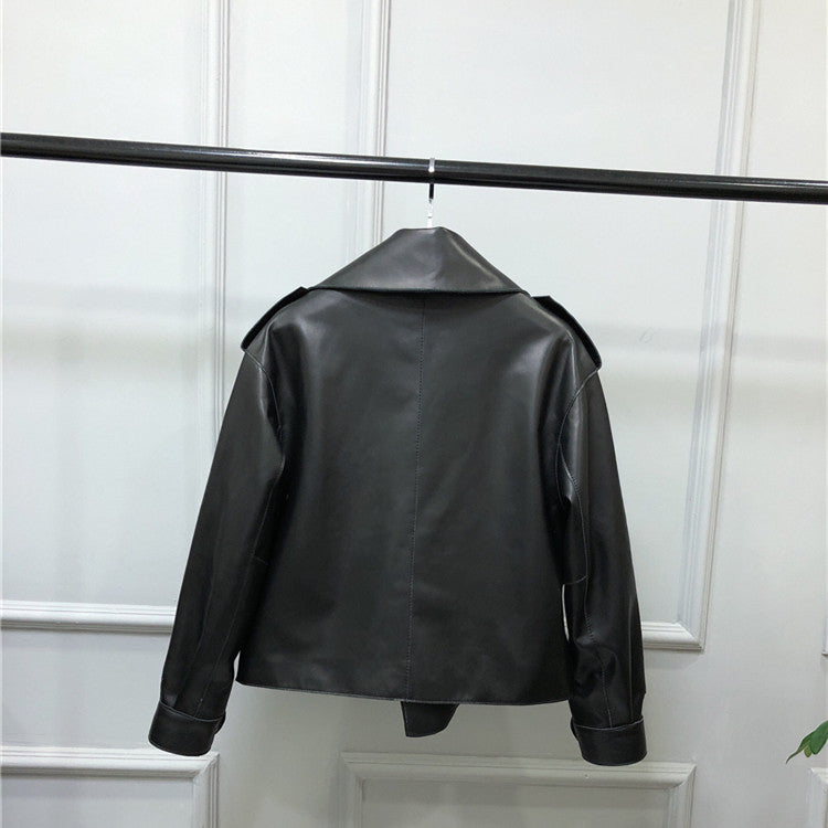 Women's Short Loose Small Leather Jacket