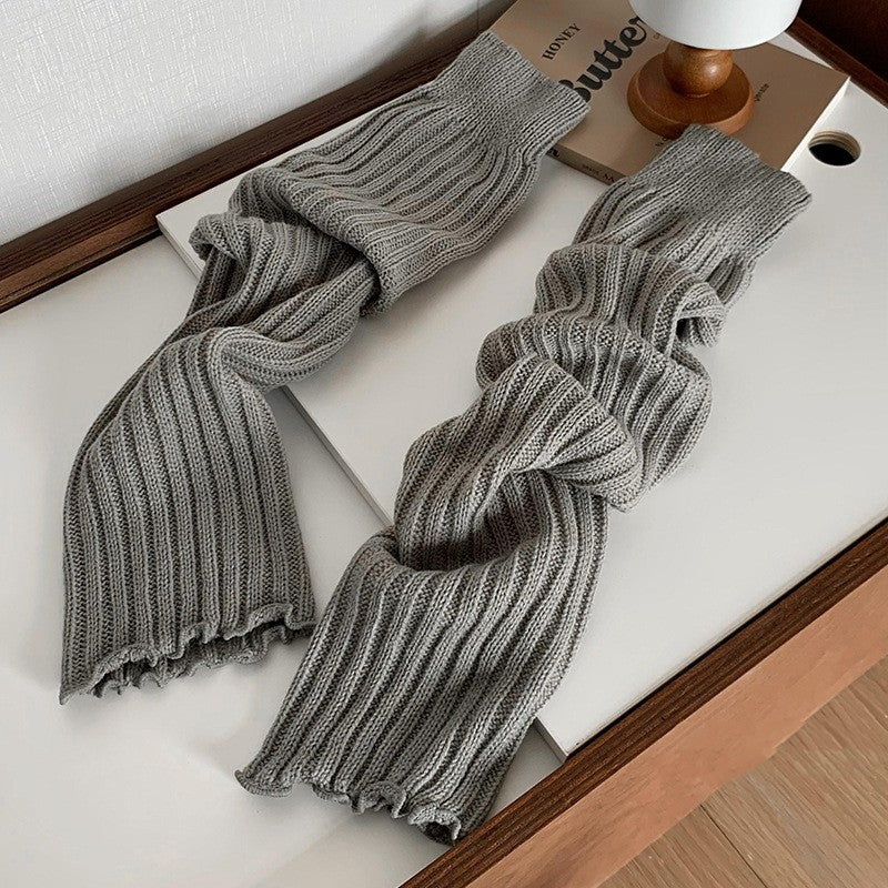 Women's Bunching Socks Striped Knitted Leg Warmers - Fashionner