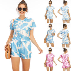 Tie-dye Loungewear Athleisure Short-sleeved Suit