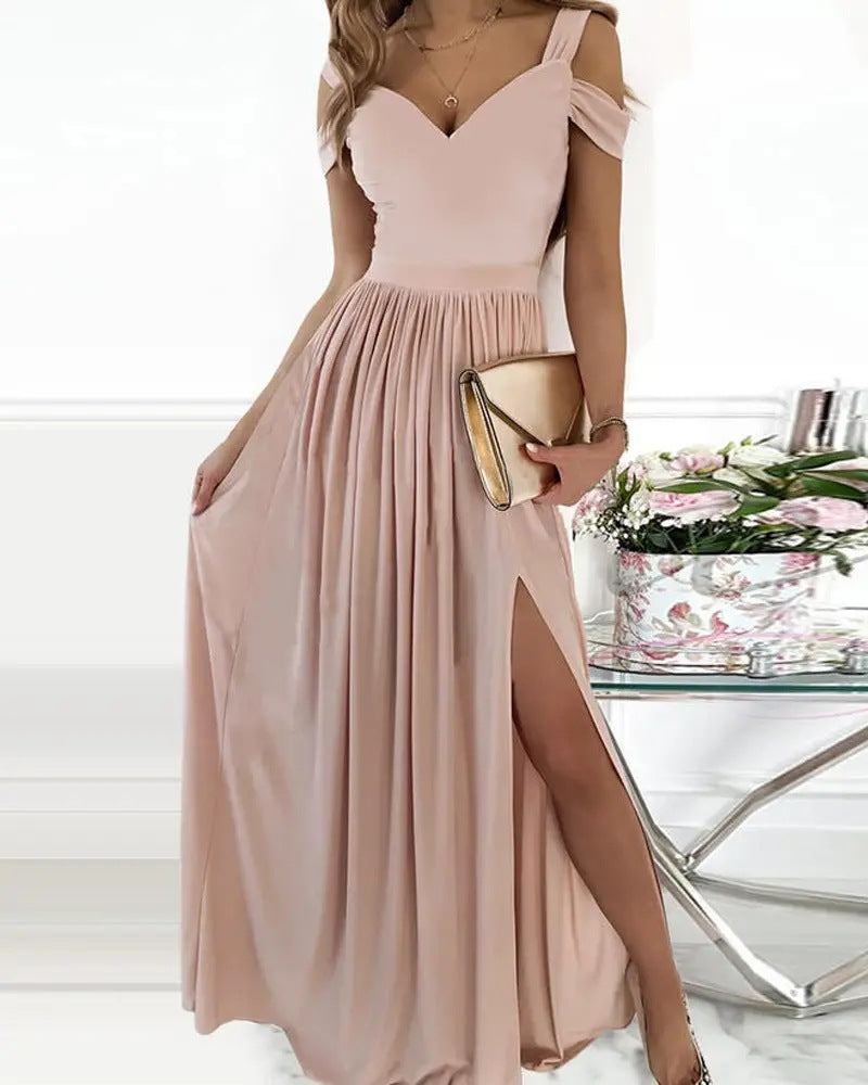 Long Floor Length Elegant Greek Style Pleated Dress - Fashionner