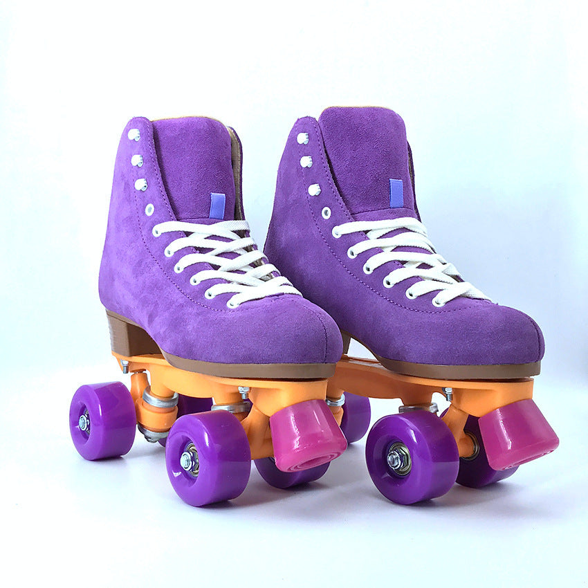 Children's Purple Suede Roller Skates For Men And Women