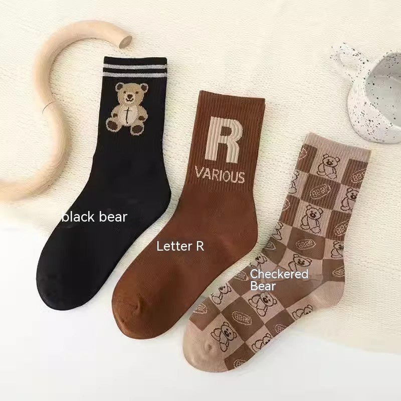 Feather Yarn Plush Bear Socks For Women