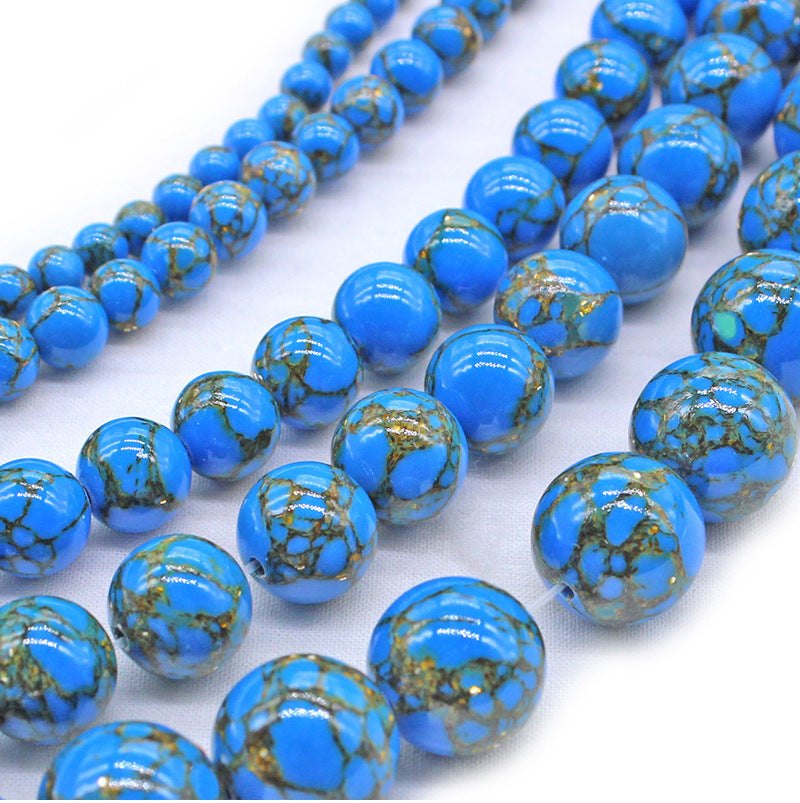 Gold Silk Dark Blue Turquoise Diy String Beads