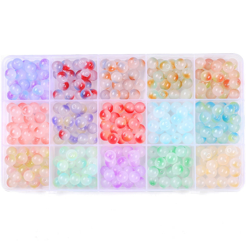 Glass Jelly Double Crystal Round Beads Material Package Handmade Diy Bracelet Accessories Set Box String Beads Materials