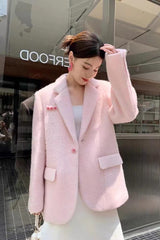 Gentle Sweet Polyester Mohair Blazer