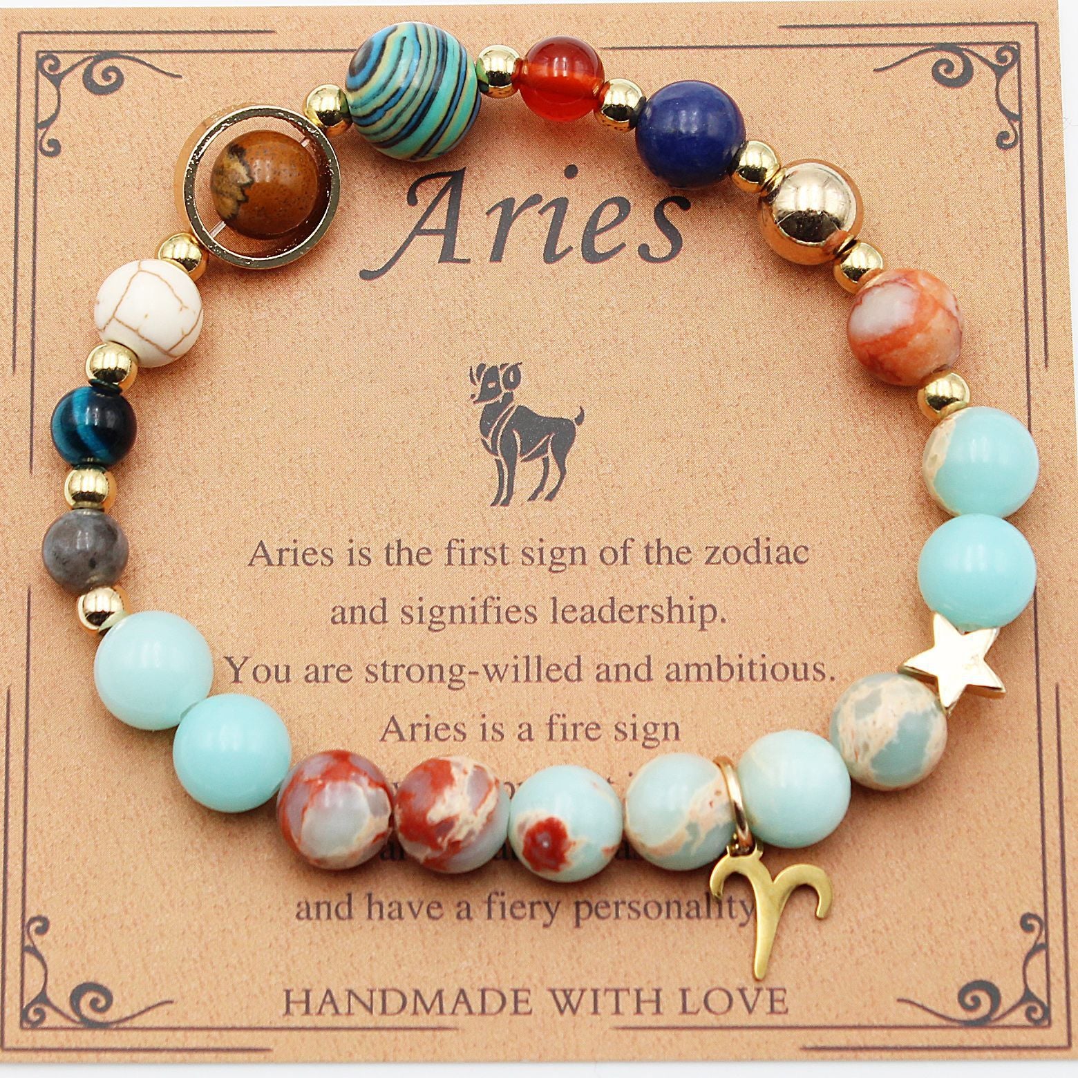 Twelve Constellations Bracelets Natural Stone Beaded Eight Planets