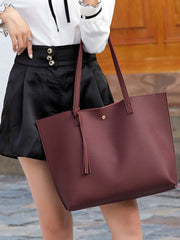 Tassel Zip Bag Large Capacity Shoulder Tote Bag